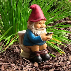9.5 in. Cody the Gnome Reading Phone on The Throne Garden Statue