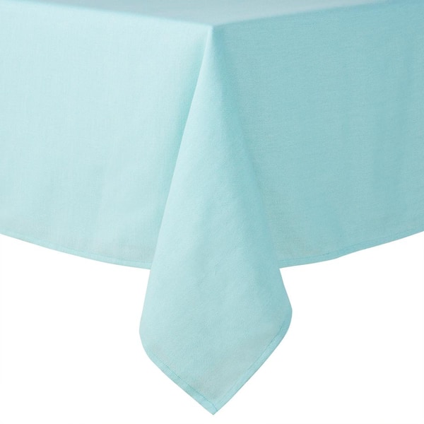 Fiesta Margarita 60 in. W x 84 in. L Turquoise Textured Cotton Tablecloth
