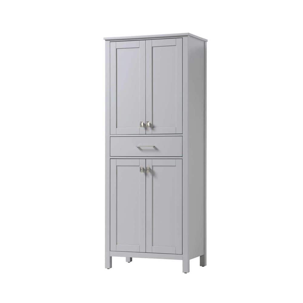 28 in. W x 18 in. D x 72 in. H Gray Freestanding Linen Cabinet