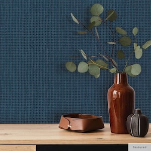 Navy Textured Rattan Vinyl Peel and Stick Wallpaper Roll (Covers 28 sq. ft.)