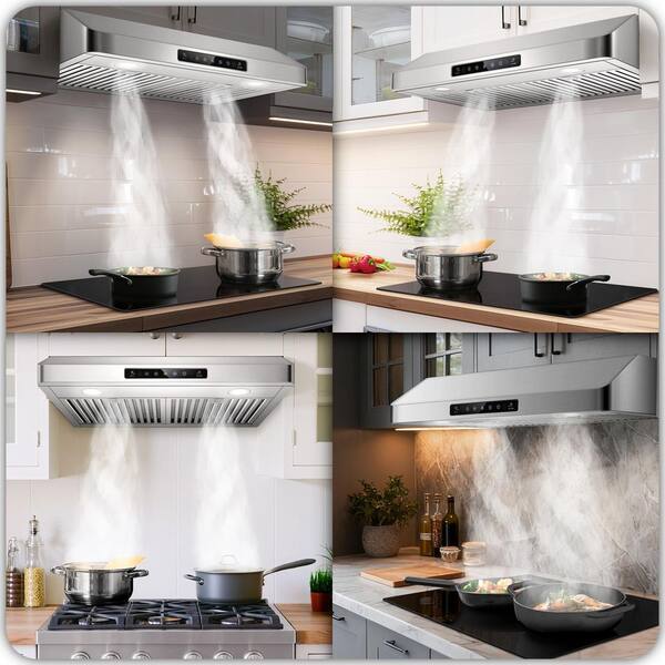 thumbnail image 2 of SNDOAS 30-Inch Under Cabinet Range Hood – 600 CFM, 3-Speed, LED Lights, Stainless Steel – Vented Kitchen Fan 2 of 5