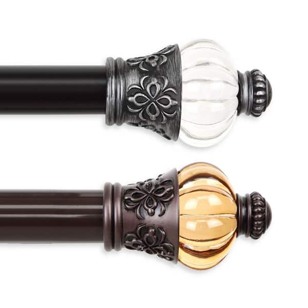 Rod Desyne Royal 165 in. - 215 in. Long 1.5 in. Dia Single Curtain Rod in Cocoa