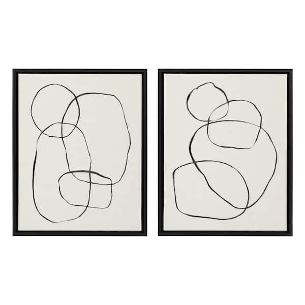 Sylvie "Modern Circles" by Teju Reval of Snazzyhues Framed Canvas Wall Art Set 24 in. x 18 in.