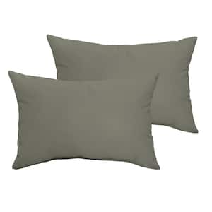 Sunbrella Charcoal Grey Rectangular Outdoor Knife Edge Lumbar Pillows (2-Pack)