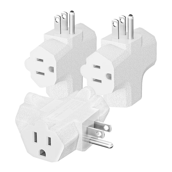 Vrbgify 15 Amp 125-Volt 3 Prong 3 Way Power Splitter Plug Extender Adapter 3-Pack