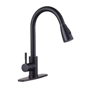 Single Handle Pull Out Sprayer Kitchen Faucet Included Deckplate in Oil Rubbed Bronze