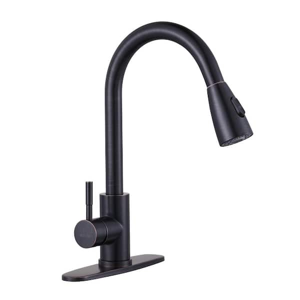 IVIGA Single Handle Pull Out Sprayer Kitchen Faucet Included Deckplate in Oil Rubbed Bronze