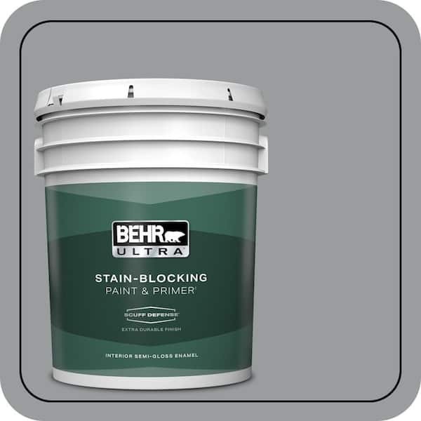 BEHR ULTRA 5 gal. #N500-4 Pencil Sketch Extra Durable Semi-Gloss Enamel Interior Paint & Primer