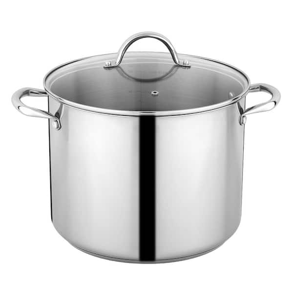 Stock Pot 14 qt. Stainless Steel w/ Tempered Glass Lid, Induction Compatible, Dishwasher & Oven Safe, Heavy Duty Vessel