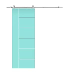 Metropolitan Series 30 in. x 80 in. Mint Green Stained Composite MDF Paneled Sliding Barn Door with Hardware Kit