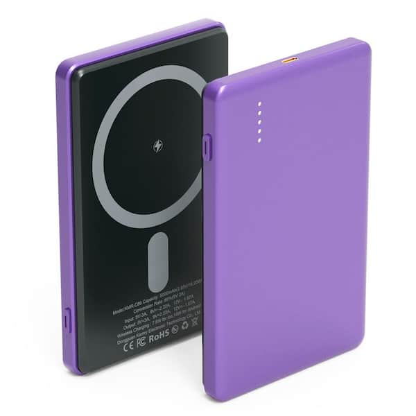 Lukyamzn 2-in-1 5000mAh PD20W MagSafe Fast Charging Wireless Portable Power Bank in Purple