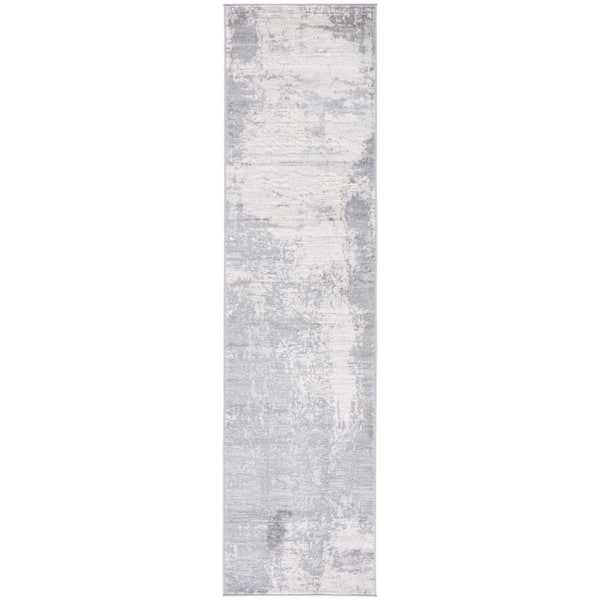 Jasper 2 ft. x 10 ft. Light Gray/Ivory Distressed Abstract Runner Rug