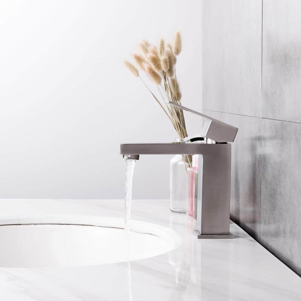 Brushed Nickel Single Handle Modern Bathroom Faucet
