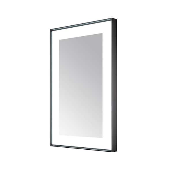 Lexington 24 in. W x 36 in. H Rectangular Framed Wall Mount Bathroom Vanity Mirror in Matte Black LED Lighted Defogger
