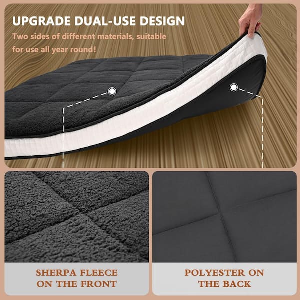 BOZTIY Japanese Floor Mattress 4 in, Polyester Fill Tatami Mat Sleeping Pad Foldable Roll Up Mattress, Queen, Coffee