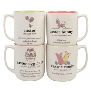 Easter Words 18 oz. Assorted Colors Beverage Mugs (Set of 4)