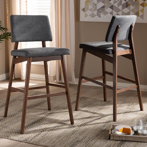 Colton 42 in. Gray and Walnut Bar Stool (Set of 2)