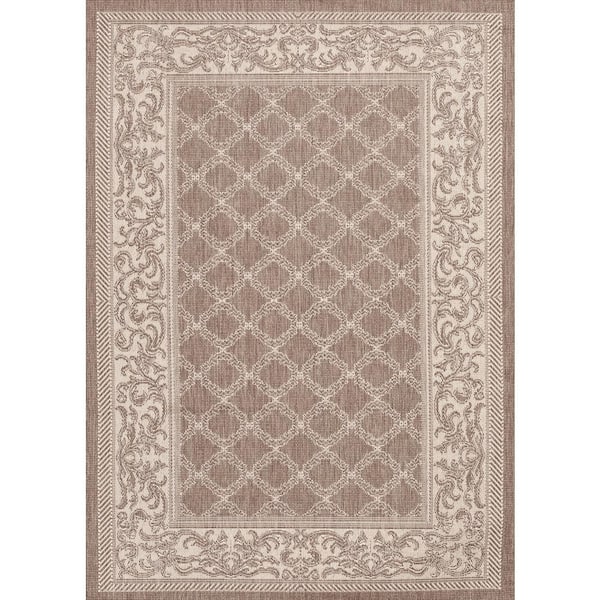 Couristan Recife Garden Lattice Cocoa Natural 5 ft. x 8 ft. Area Rug