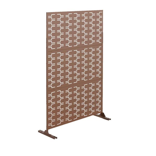 Tidoin 6.33 ft. H x 3.93 ft. W Brown Laser Cut Privacy Mesh Screening Garden Metal Fence Panel