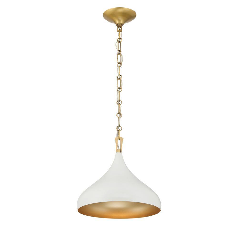Cedar Lane 100-Watt 1-Light Off-White Cream and Legacy Brass Cone Pendant Light with a Metal Shade, No Bulb Included price history on PriceWatchPro