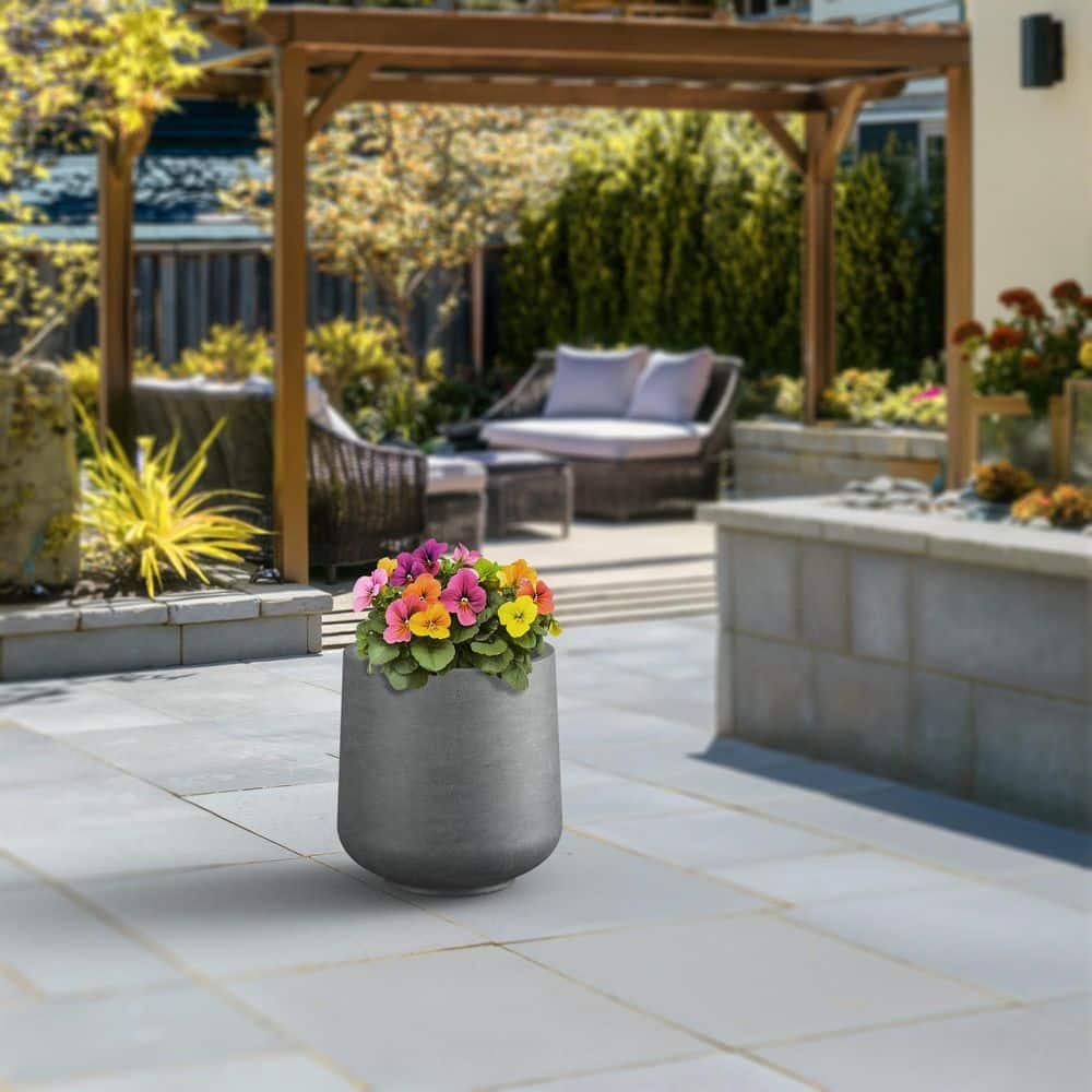 17 in. Large Natural Gray(Enhanced Interior) Concrete Round Planter / Pot with Drainage Holes price history on PriceWatchPro
