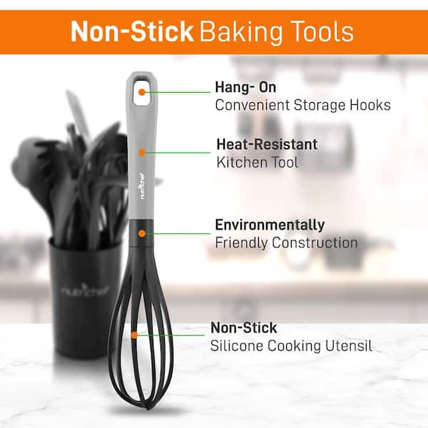 Silicone Whisk, Heat Resistant Kitchen Whisks for Non-stick Cookware 