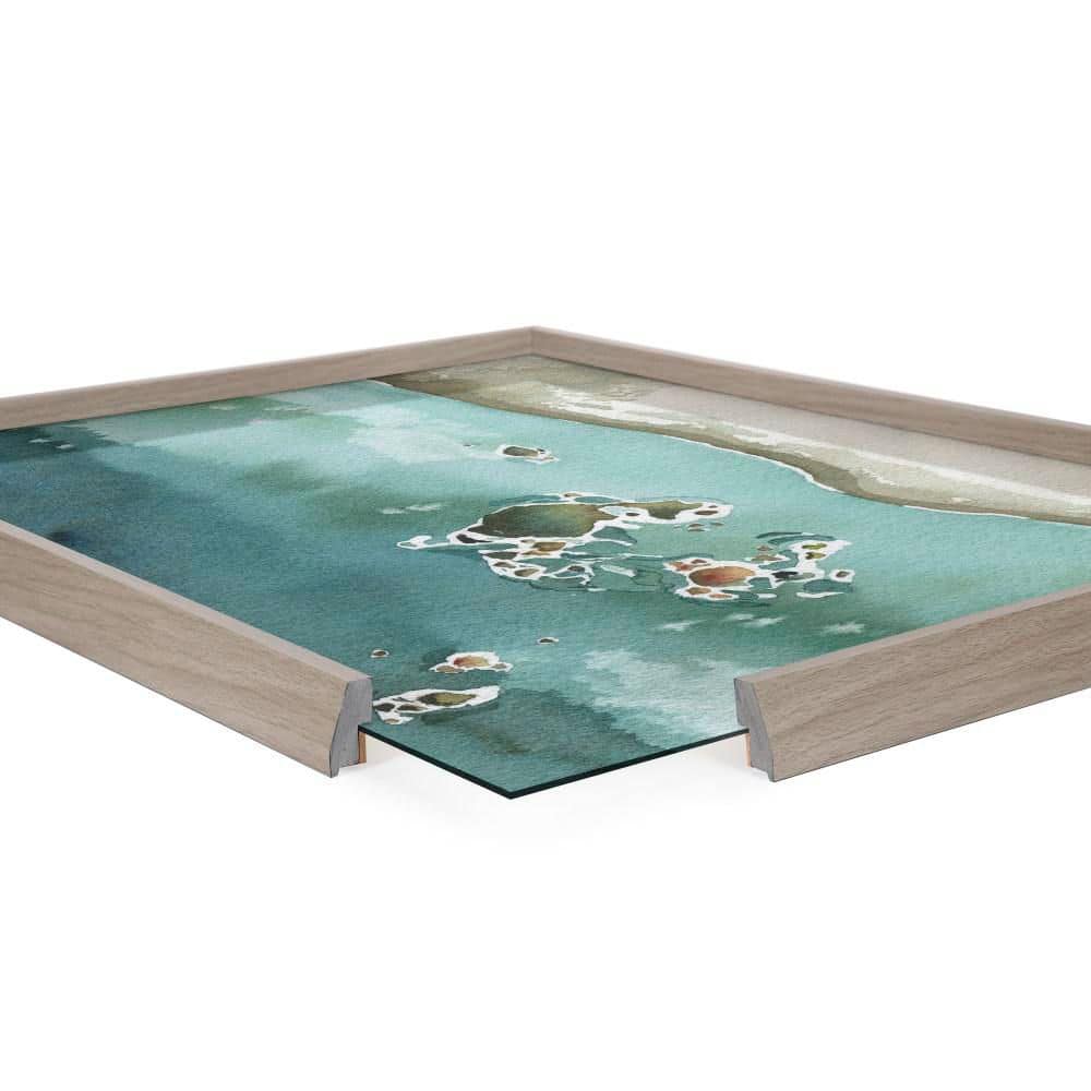 Rocky Shores Coastal Glass Print with Gray Frame, 18x24
