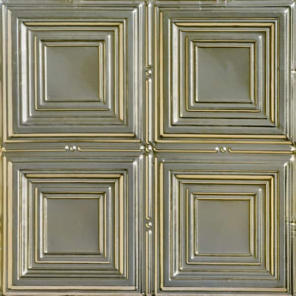 FROM PLAIN TO BEAUTIFUL IN HOURS Cubism Gold Nugget 2 ft. x 2 ft. Decorative Nail Up Tin Ceiling Tile (24 sq. ft./case)