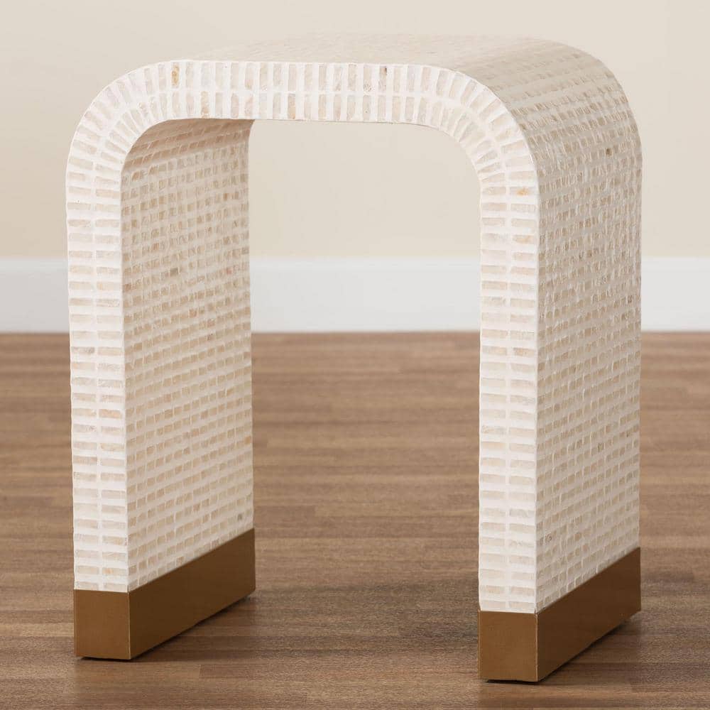 Carlyn 19.7 in. Beige Waterfall Specialty Capiz End Table - thumbnail 7