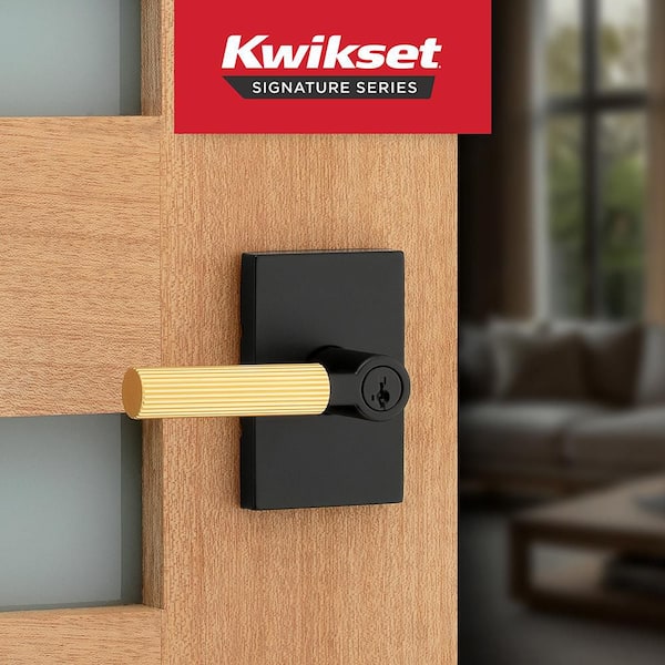 Kwikset Mirada Matte Black Satin Brass Rectangle Keyed Entry Door