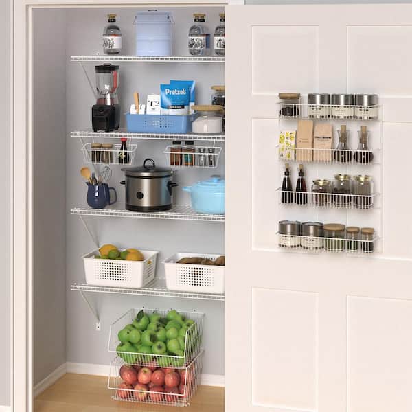 Organized Pantry Closet, Adjustable Shelves, Corkboard Backsplash