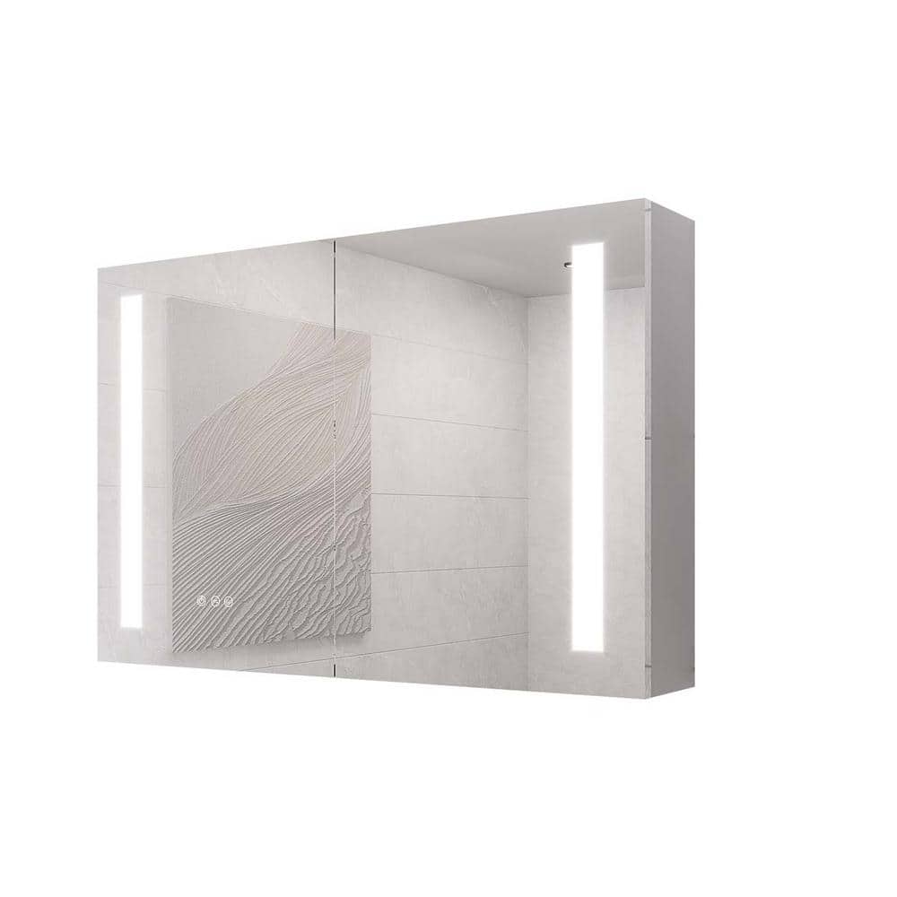 36 in. W x 24 in. H Rectangular Aluminum Medicine Cabinet with Mirror Light