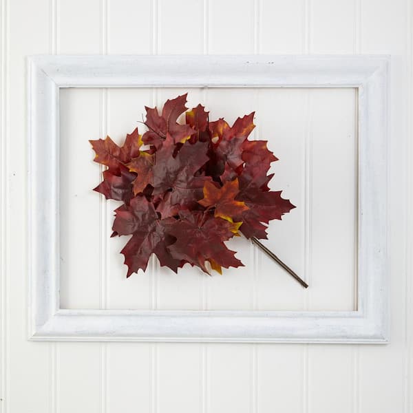 Nearly Natural 18in. Autumn Maple Leaf Artificial Flower (Set of 2)