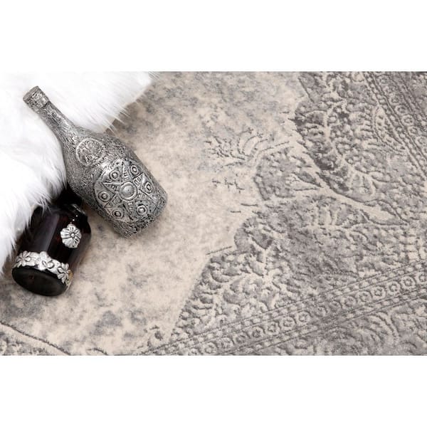 Havana 2' x 2' (Exact Size: 2'3" x 2') Moroccan Indoor Doormat Rug, Grey Beige, South-Western