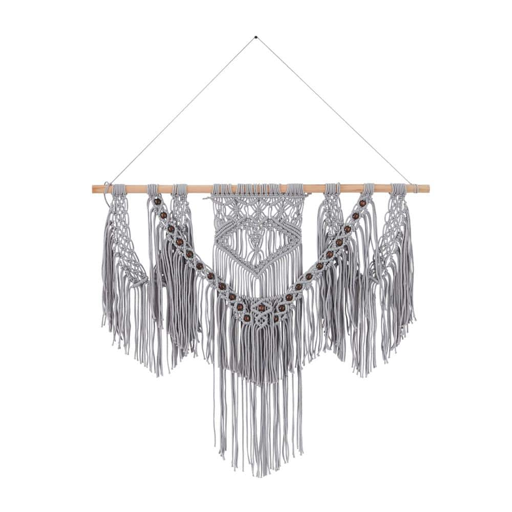 Litton Lane Cotton Gray Intricately Weaved Macrame Wall Decor with ...