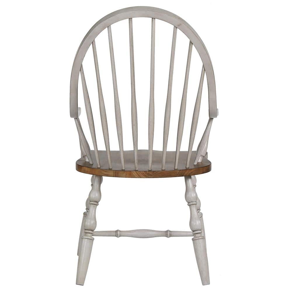 Light Gray Solid Wood High Windsor Arm Chair