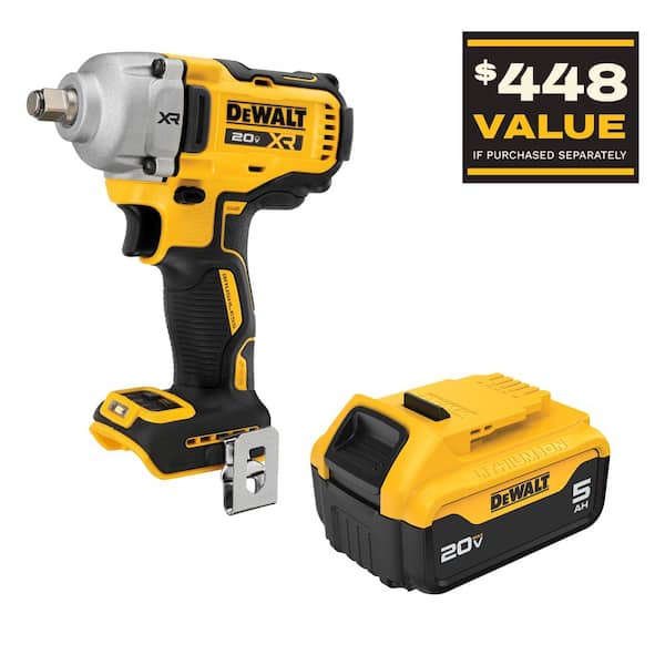 20V Max XR Lithium-Ion Cordless 1/2 in. Impact Wrench with 20V Max Premium 5.0Ah Battery Pack