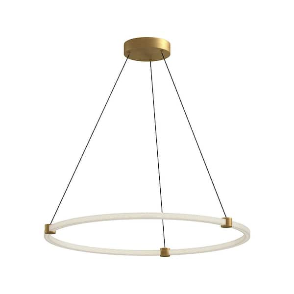 KUZCO Bruni 32 in. 1 Light 45-Watt Brushed Gold Integrated LED Pendant ...