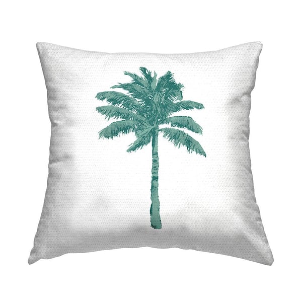 Modern Palm Trees Tropical Green Square Outdoor Throw Pillow