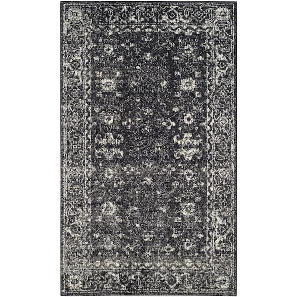 SAFAVIEH Evoke Charcoal/Ivory Doormat 3 ft. x 5 ft. Border Area Rug