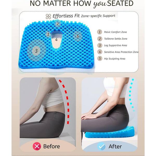 Office Chair Cushion Large Gel Seat Cushion, For Long Sitting - Back Hip Tailbone Pain Relief Cushion, Egg Seat Cushion Desk Chair Pads For Cars Car Seat Cooling Pad