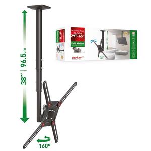 Barkan 29" to 65" Full Motion - 3 Movement Flat/Curved TV Ceiling Mount, White & Black, Telescopic Adjustment