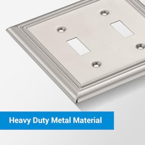 2-Gang Brushed Nickel Toggle Metal Wall Plates (2-Pack)