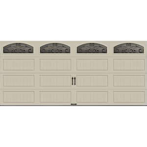 Gallery Steel Long Panel 16 ft x 7 ft Insulated 6.5 R-Value  Desert Tan Garage Door with Decorative Windows