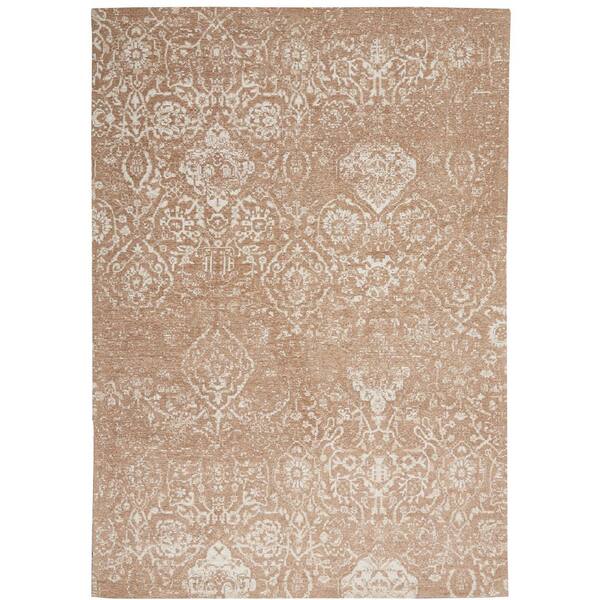 Nourison Damask Beige/Ivory 4 ft. x 6 ft. Oriental Vintage Area Rug