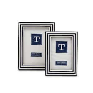 Nautical Stripes Blue and White Resin Picture Frames Includes 2 Sizes: 4 in. x 6 in. and 5 in. x 7 in. (Set of 2)