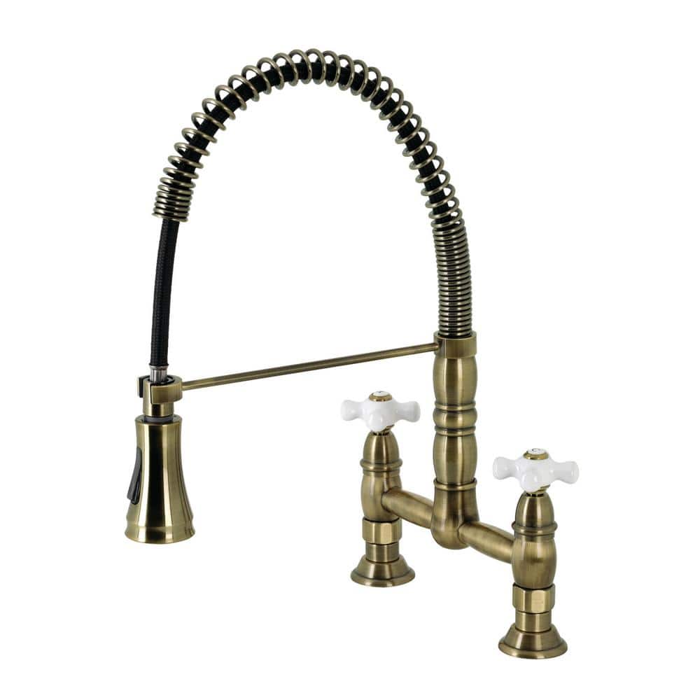Heritage Double-Handle Pull Down Sprayer Kitchen Faucet in Antique Brass price history on PriceWatchPro