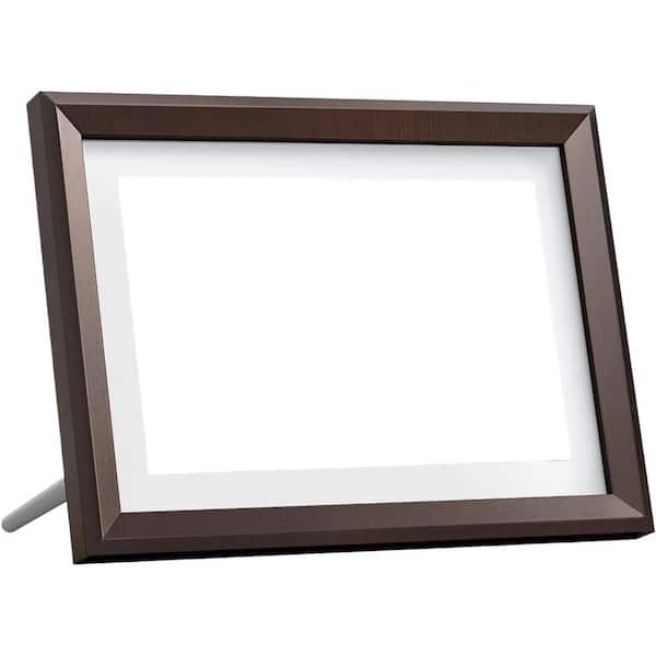 Lukyamzn 10 in. WiFi IPS Touch Screen Digital Photo Frame Display with 32GB Storage, Auto-Rotate in Choco Brown