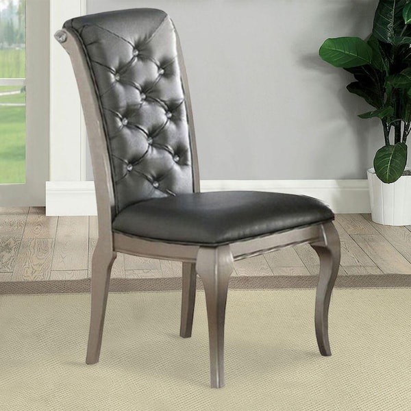 silver tufted dining chair