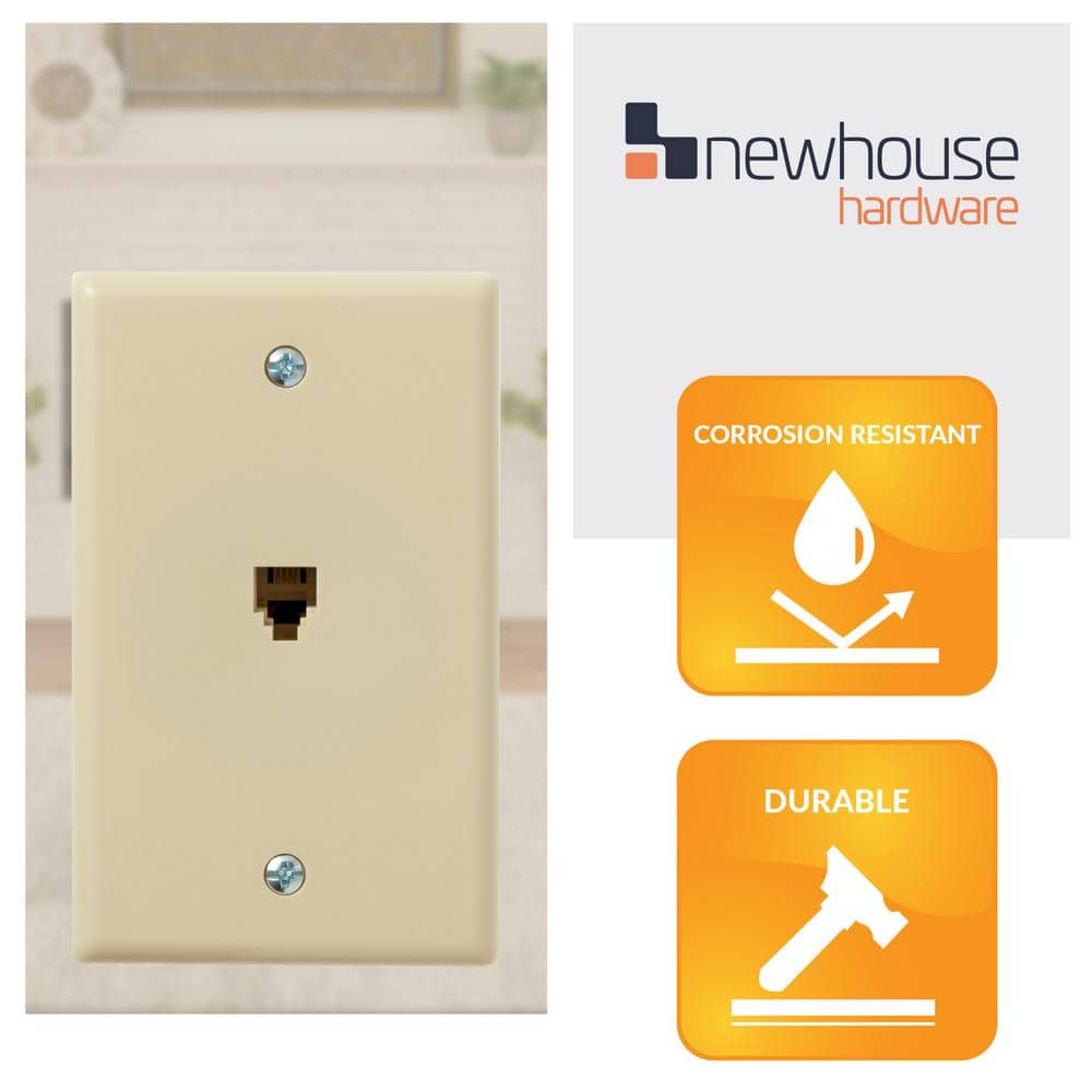 Ivory Single Gang Plastic Telephone Jack Wall Plate, 5-Pack